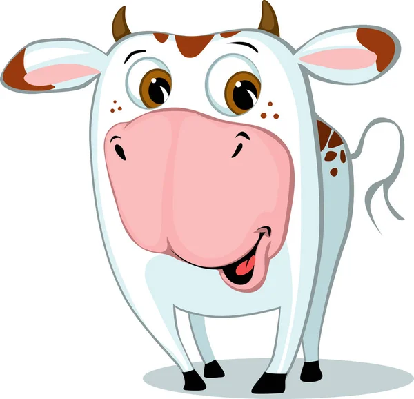 Cute Funny Cow Character Cartoon Vector Illustration — 스톡 벡터