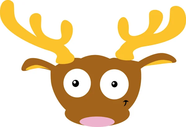 Cute Reindeer Head Flat Simple Design Illustration Vector — Stock Vector