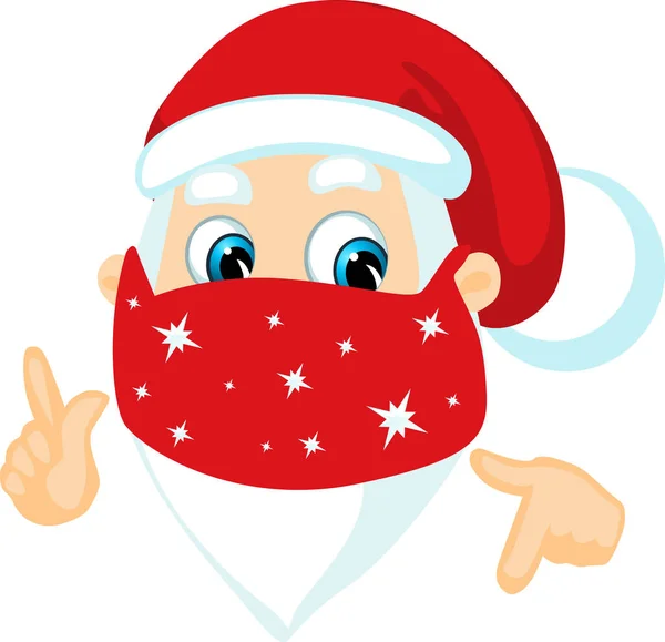 Santa Claus Wit Face Mask Coronavirus Christmas Funny Vector Cartoon — Stock Vector