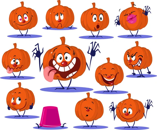 Hallowen Pumpkin Cartoon Stickers Zabawna Ilustracja Wektor — Wektor stockowy