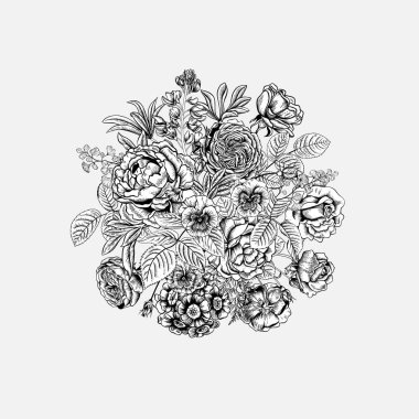 Yaz çiçekleri. Çiçek açan bahçe. Vektör illüstrasyonu.