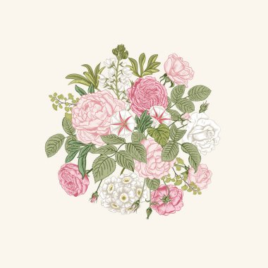 Yaz çiçekleri. Çiçek açan bahçe. Vektör illüstrasyonu.