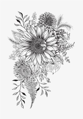 Sonbahar çiçeği buketi. Öğretmenler günü. Vektör illüstrasyonu.