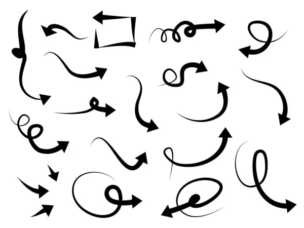 Handgezeichnete Pfeile Symbole Set Pfeil Symbol Mit Verschiedenen Richtungen Doodle — Stockvektor