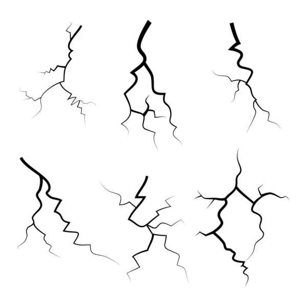 Хрустящее Стекло Стена Земля Эффект Молнии Dodle Break Set Векторная — стоковый вектор