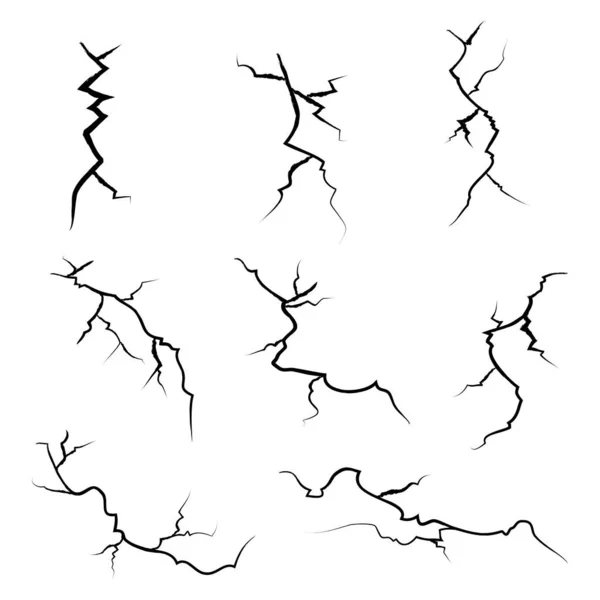 Vidrio Agrietado Dibujado Mano Pared Tierra Efecto Tormenta Eléctrica Juego — Archivo Imágenes Vectoriales