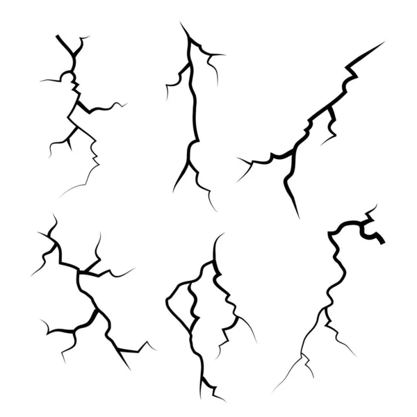 Hand Drawn Cracked Glass Wall Ground Lightning Storm Effect Doodle — Stock Vector