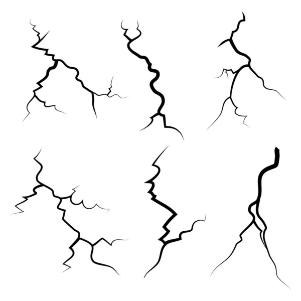 Vidrio Agrietado Dibujado Mano Pared Tierra Efecto Tormenta Eléctrica Juego — Archivo Imágenes Vectoriales