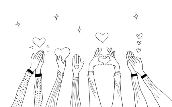 Ellerinizi Kaldırın Ellerinizi Çırpın Sadaka Bağış Kavramı Sevgini Insanlara Ver — Stok Vektör