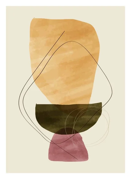 Soyut yaratıcı minimalist el yapımı. Orta yüzyıl modern minimalist sanat baskısı. Poster, duvar dekorasyonu, kartpostal ya da broşür tasarımı için. vektör illüstrasyonu