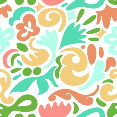 Elle çizilmiş çeşitli tropikal yaprak şekilleri ve karalama nesneleri. Soyut modern modern trend vektörsüz kalıplar. tekstil baskıları için kullan