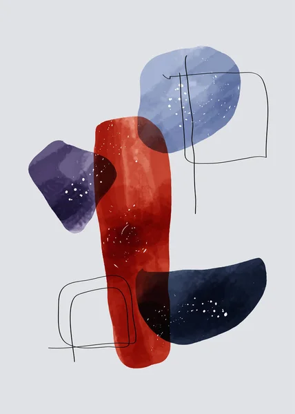Abstrakt Modern Trendig Set Med Kreativa Minimalistiska Handmålade Illustrationer För — Stock vektor