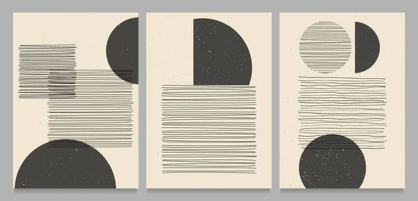 Bir dizi soyut yaratıcı minimalist el boyası. Poster, duvar dekorasyonu, kartpostal ya da broşür tasarımı için minimalist 20 'lerin geometrik tasarımı. vektör illüstrasyonu