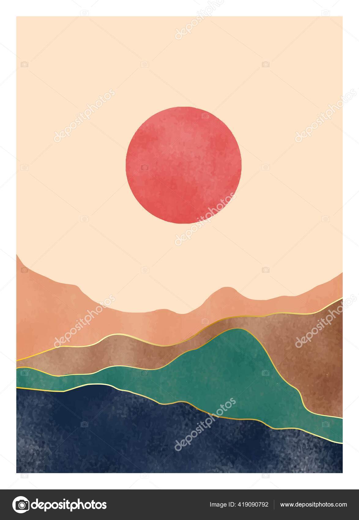 Mid Century Modern Minimalist Art Print Abstract Contemporary Aesthetic