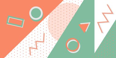 Memphis tarzı arka plan. 80s ve 90s retro tarzı. Soyut moda arka plan. Vektör minimalist çizim. Modern zarif duvar kağıdı.