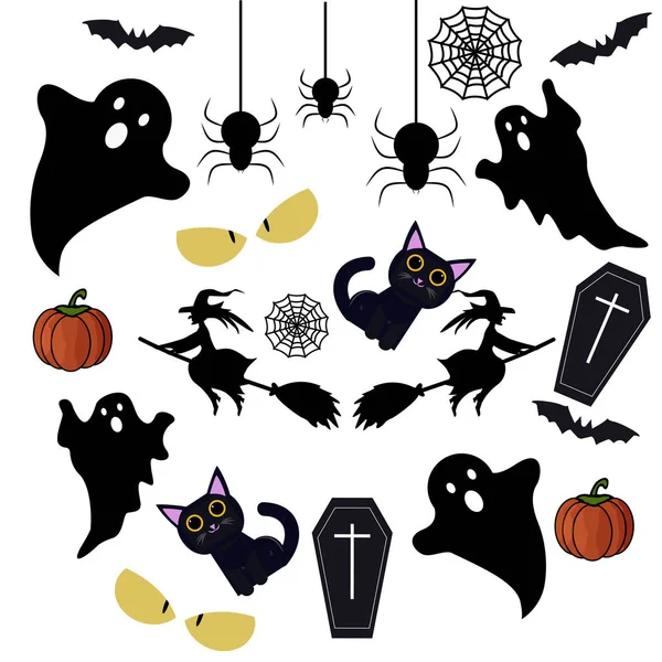 Happy Halloween designelement. Halloween designelement, logotyper, märken, etiketter, ikoner och objekt. — Stock vektor