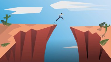 Belive in Yourself and Dare to be Yourself. Take Risk in Life and Move for Your Goals. The Jumping Man is a Concept of Determination, Courage, Belief, Enterprise Life, Self Confidence, Fearless. clipart