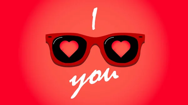 Feliz Dia dos Namorados. Óculos de sol com corações. Conceito de amor. Ilustração vetorial . — Vetor de Stock