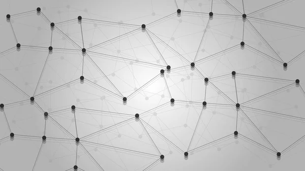 Ligações de Rede Global com Pontos e Linhas. Wireframe de Big Data, Análise de Dados, Estrutura da Molécula . — Vetor de Stock
