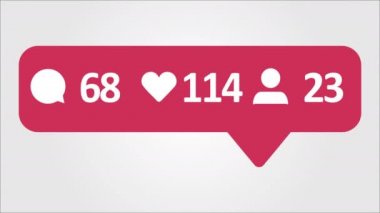 4 k sosyal medya kırmızı Yorumlar, seviyor ve takipçileri Counter, yorum gösterir, seviyor ve takipçileri yere zaman.