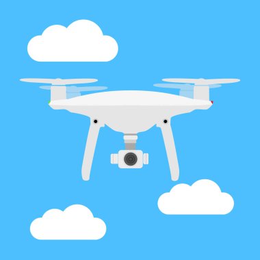 Drone simge vektör çizim. Quadrocopter eylem kamera Eps10 vektör ile.