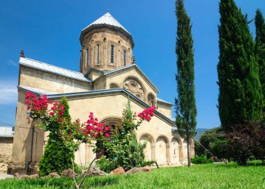 Samtavro-Preobrazhenskaya kiliseye Manastırı bahçeden görüntülemek.
