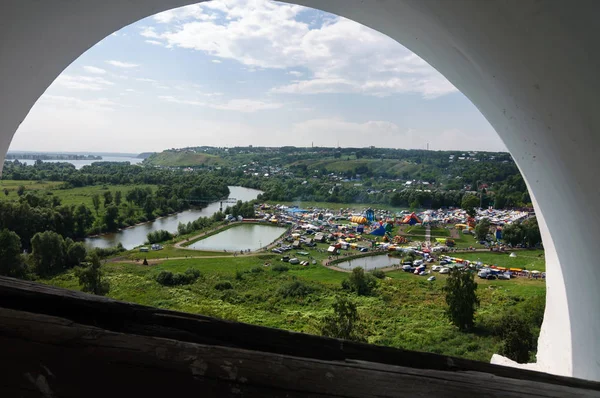 Vista Través Del Arco Del Campanario Feria Spassky Yelabuga Rusia — Foto de Stock