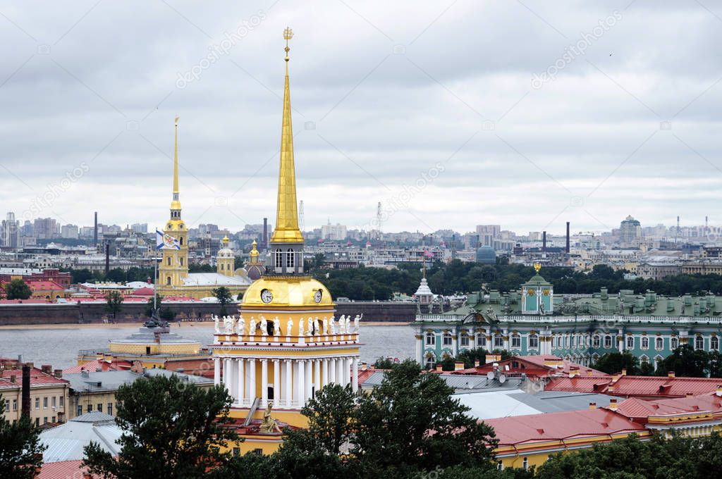 View of the Admiralty, Peter and Paul Fortress and the Hermitage from the Saint Isaac's Cathedral, Saint Petersburg, Russia