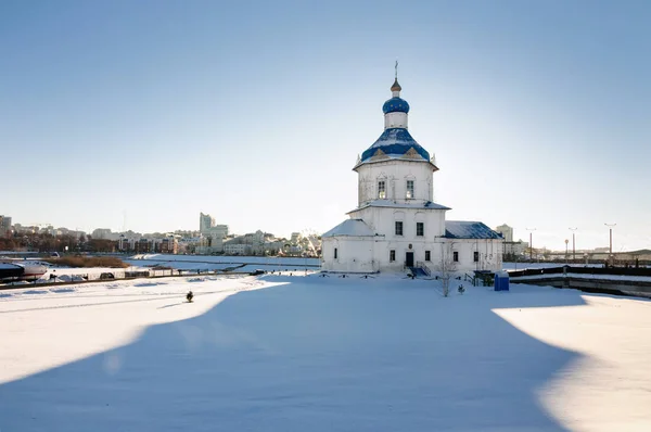 Успенская Церковь Центре Чебоксар Чувашия Россия Подсветка — стоковое фото