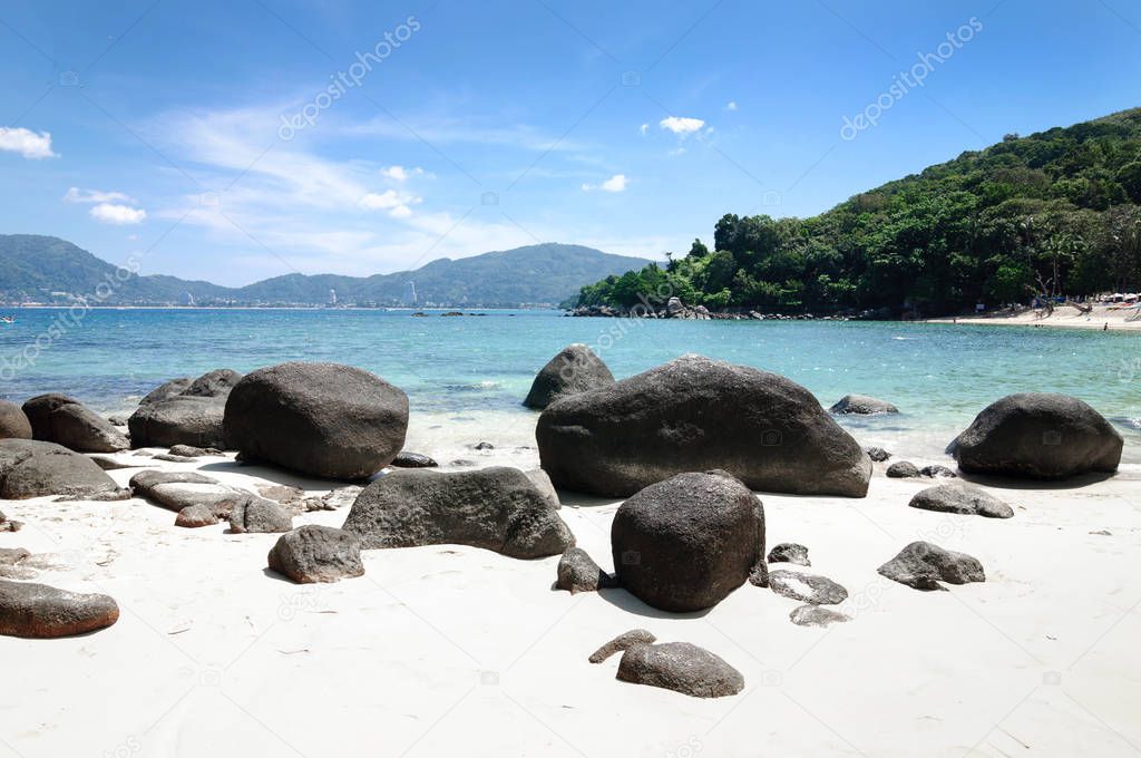 Large boulders on the Andaman sea beach, Phuket.