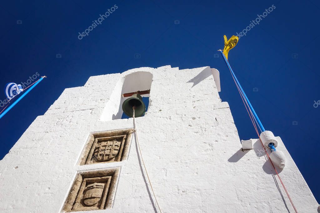Bell in Panagia Church of Lindos, Greece.