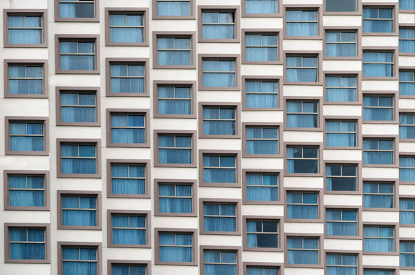 Geometry of Windows on the facade of a modern building, Nha Trang, Vietnam.