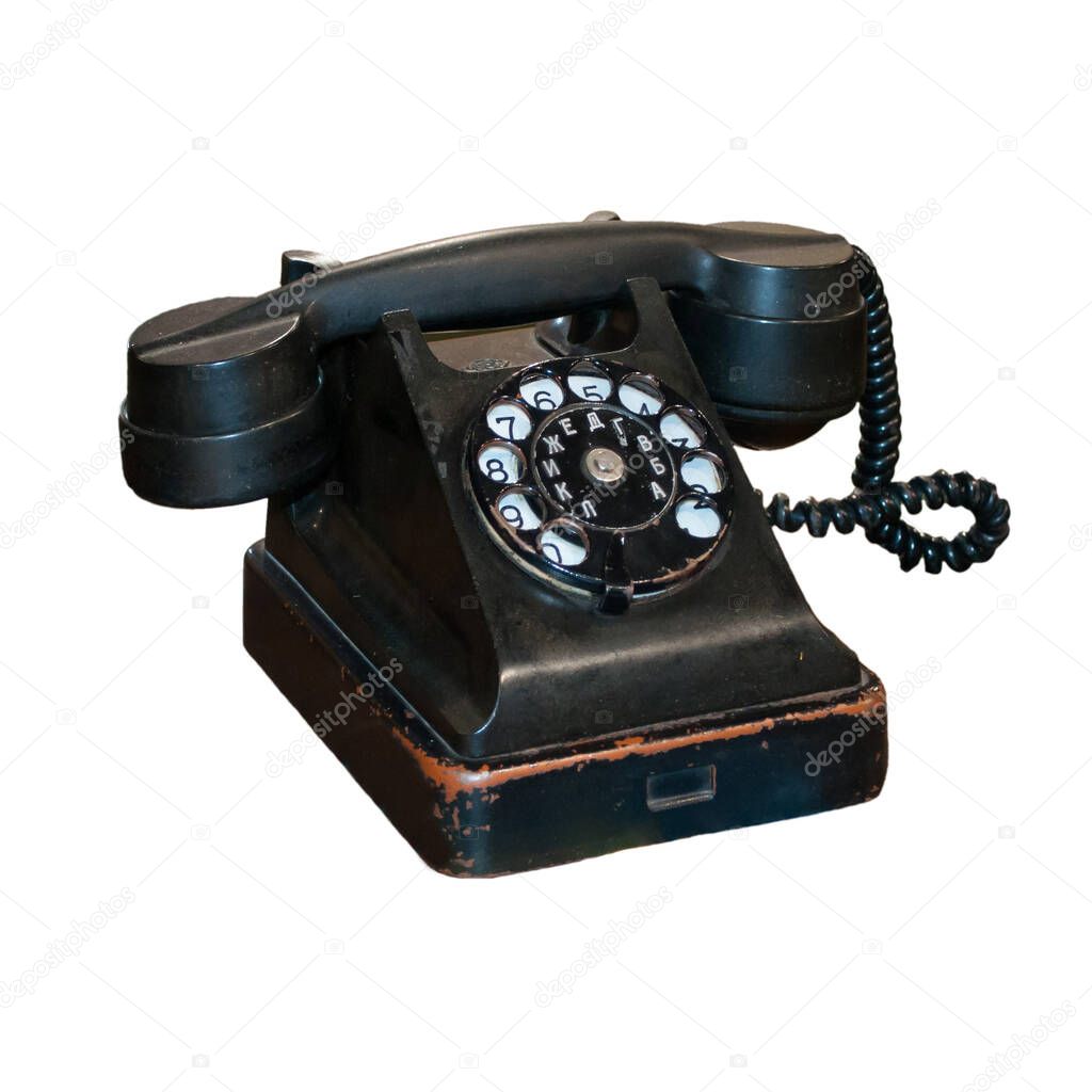 Black old phone with pulse dialing.