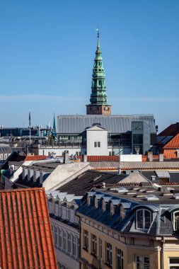 tarihi ve modern binalar, Kopenhag, Danimarka ile güzel cityscape havadan görünümü