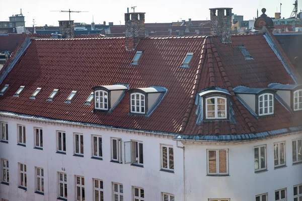 Beautiful Building Scenic Cityscape Construction Cranes Copenhagen Denmark — Free Stock Photo
