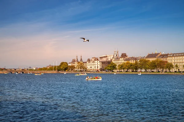 Copenhagen Denmark May 2018 Scenic View Cityscape Seagull Flying River — Stock Photo, Image