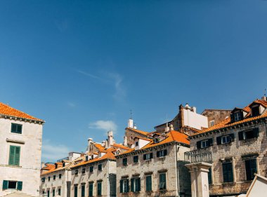 urban scene with architecture and clear blue sky in Dubrovnik, Croatia clipart