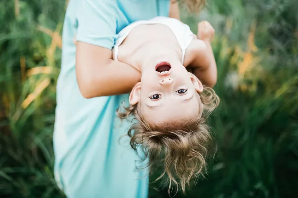 Cropped Image Mother Having Fun Daughter Field Royalty Free Stock Images