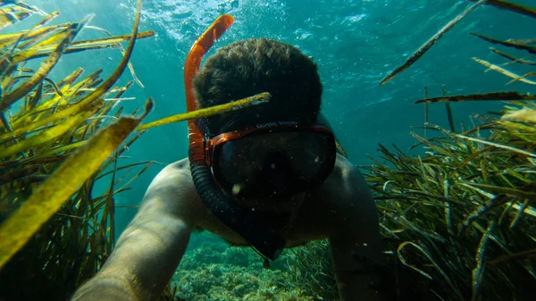 Жить Водой Рыбы Кораллы Красивые Ландшафты Голубая Чистая Вода Люди — стоковое фото