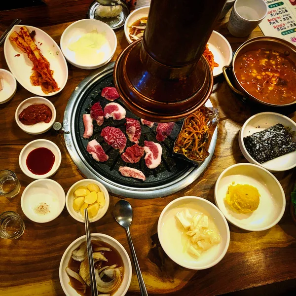 Tasty Delicious Combination Plates Meat Barbecue — Stock Photo, Image