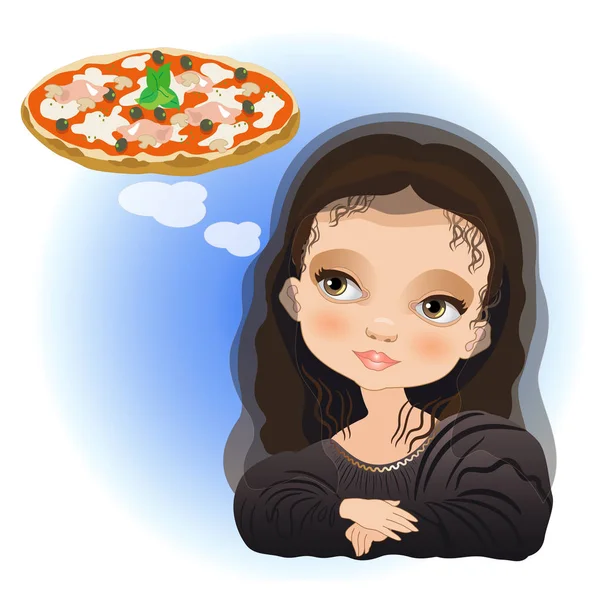 Monna Lisa Sueña Con Una Pizza — Archivo Imágenes Vectoriales