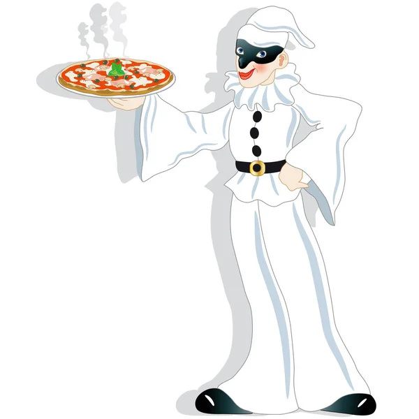 전형적인 이탈리아 피자를 곁들인 풀치넬라 — 스톡 벡터