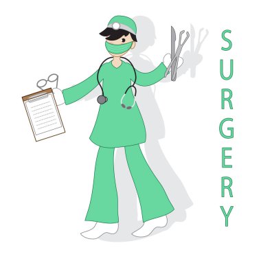 Doktor cerrah beyaz arka plan üzerinde izole