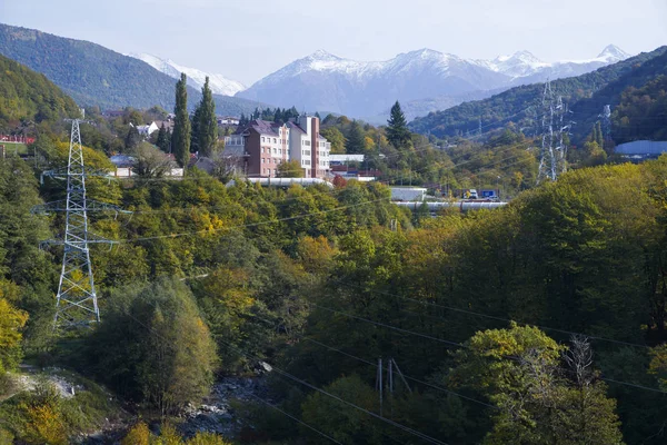 Ośrodek Narciarski Jesienny Widok Rosja Sochi — Zdjęcie stockowe