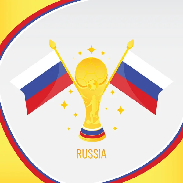Russland Goldene Fußballtrophäe Pokal Und Fahne — Stockvektor