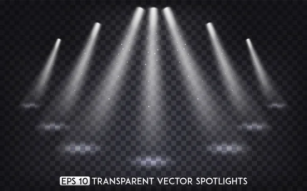 White Transparent Vector Spot Lights / Spotlights Effect For  Party, Scene, Stage,Gallery or Holiday Design