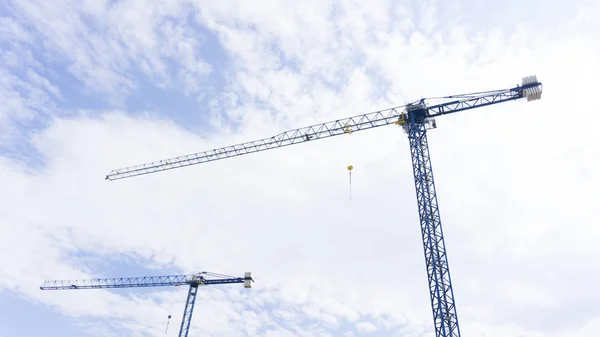 Crane Cranes Blue Sky Clouds Construction Advertising Design Stock Picture