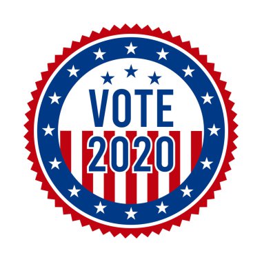 2020 Presidential Election Vote Badge - United States of America. USA Patriotic Stars and Stripes. American Democratic / Republican Support Pin, Emblem, Stamp or Button. November 3 clipart