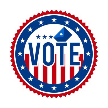2020 Presidential Election Vote Badge - United States of America. USA Patriotic Stars and Stripes. American Democratic / Republican Support Pin, Emblem, Stamp or Button. November 3 clipart