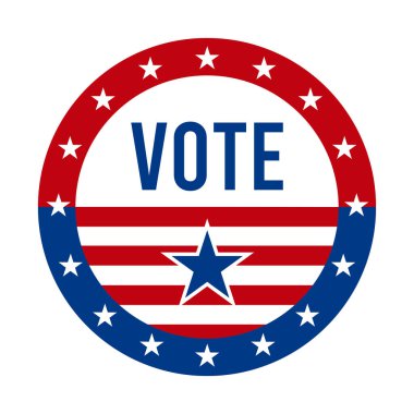 2020 Presidential Election Vote Badge - United States of America. USA Patriotic Symbol - American Flag. Democratic / Republican Support Pin, Emblem, Stamp or Button. November 3 clipart